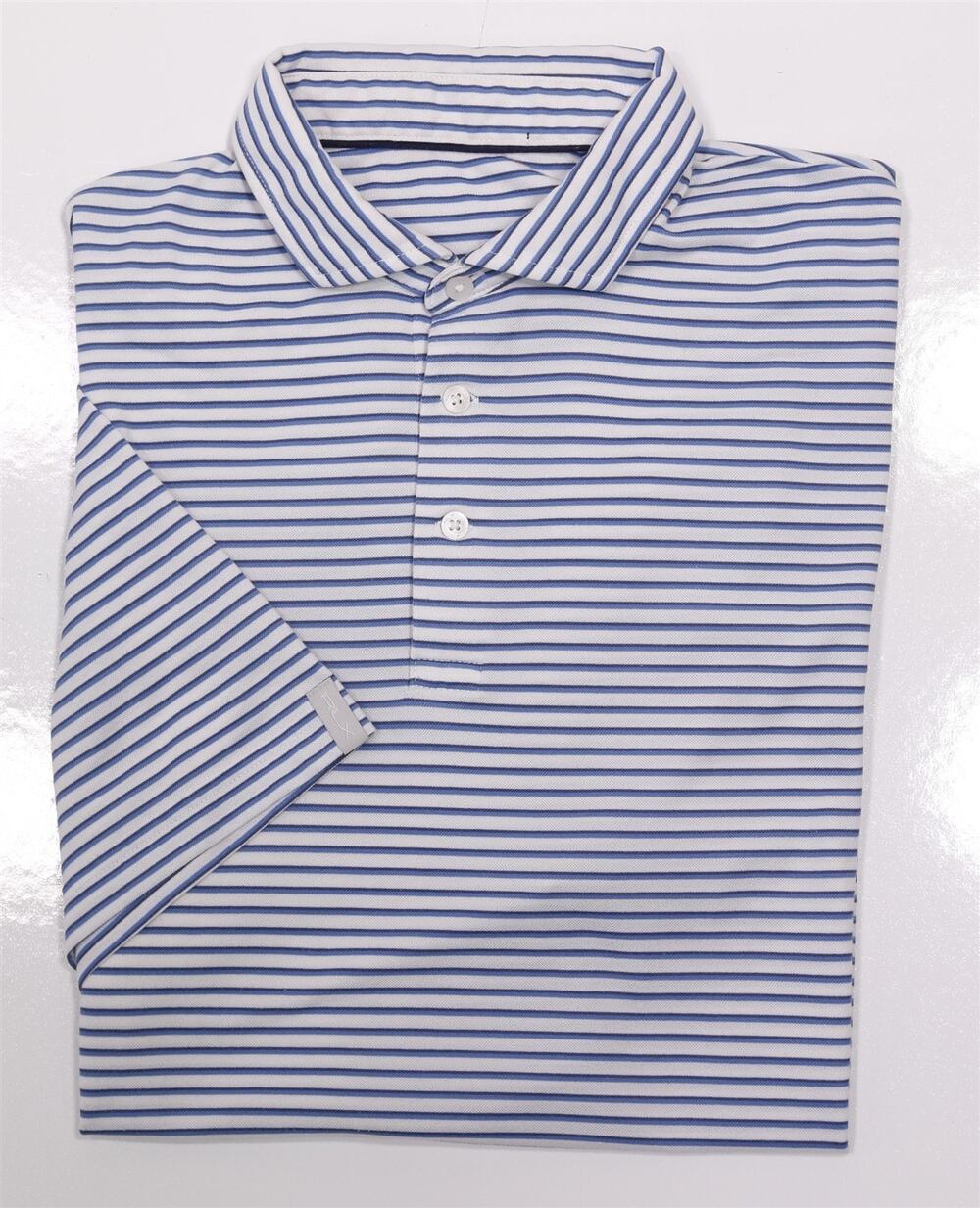 RLX Ralph Lauren Blue White Striped Golf Performance Polo Shirt Mens Large